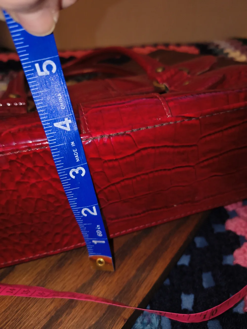 Liz Claiborne Maroon Croc-Embossed Patent Leather Satchel